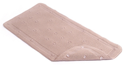 Taupe Rubber Bath Mat, Non-Slip, 17 Inches by 36 Inches
