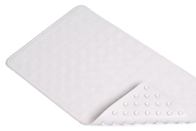White Rubber Bath Mat, 14 X 24-inches, Slip Resistant & Machine Washable