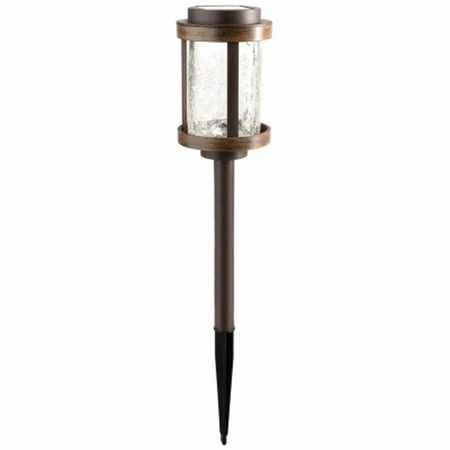 Solar Stake Lights, Black Metal/Plastic, Crackle Glass Lens, 4-Pk.