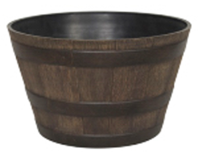 Whiskey Barrel Resin Planter, 20.5 Inch Diameter, Durable Outdoor Garden Pot