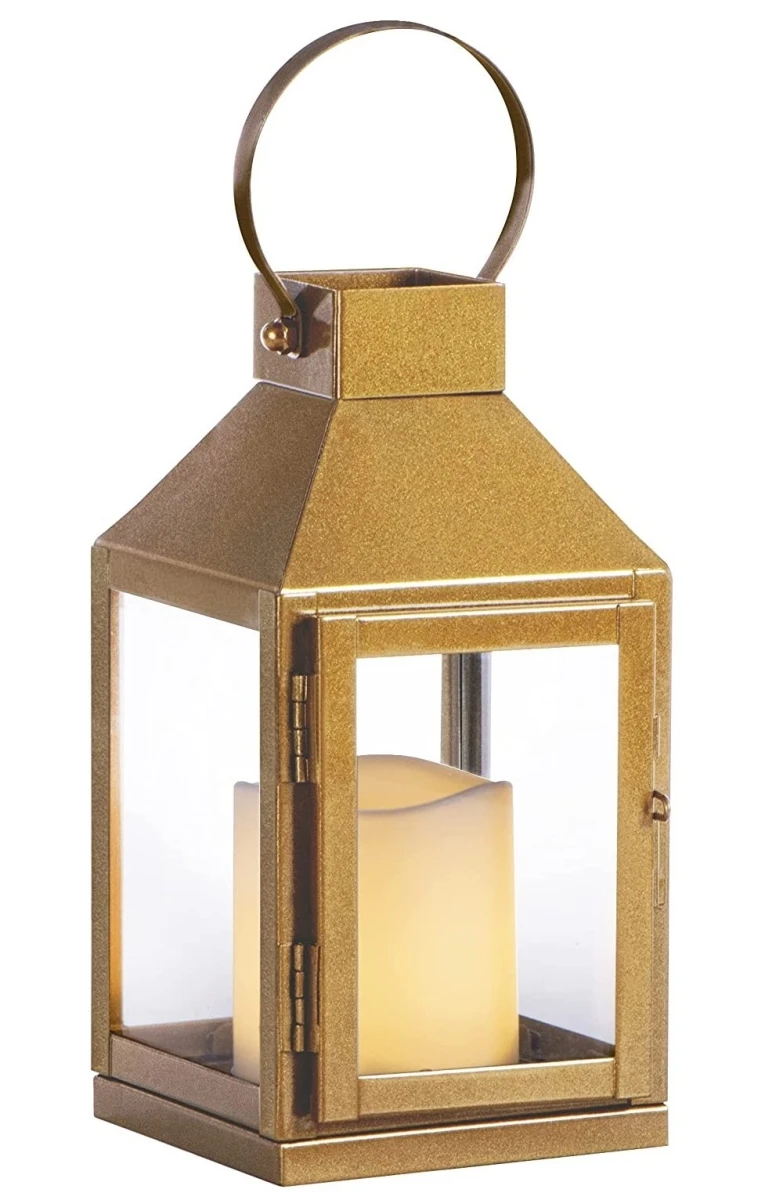 Lantern With Led Candle - 8 Inch Decorative Outdoor Lighting