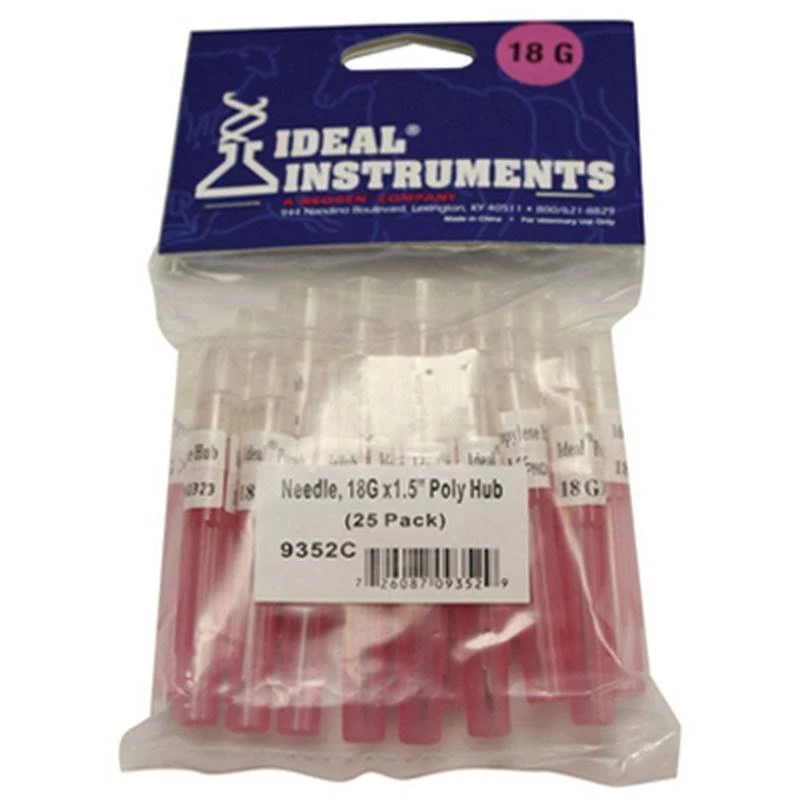 Livestock Injection Needles, Disposable, 1-1/2 In. Poly Hub, 18-Ga., 25-Pk.