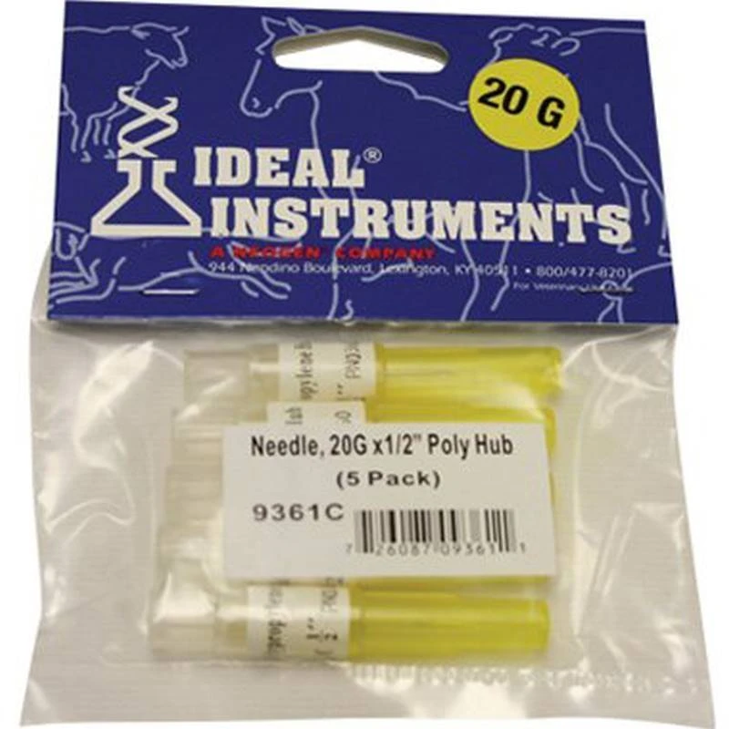 Livestock Injection Needles, Disposable, 1/2-In. Poly Hub, 20-Ga., 5-Pk.