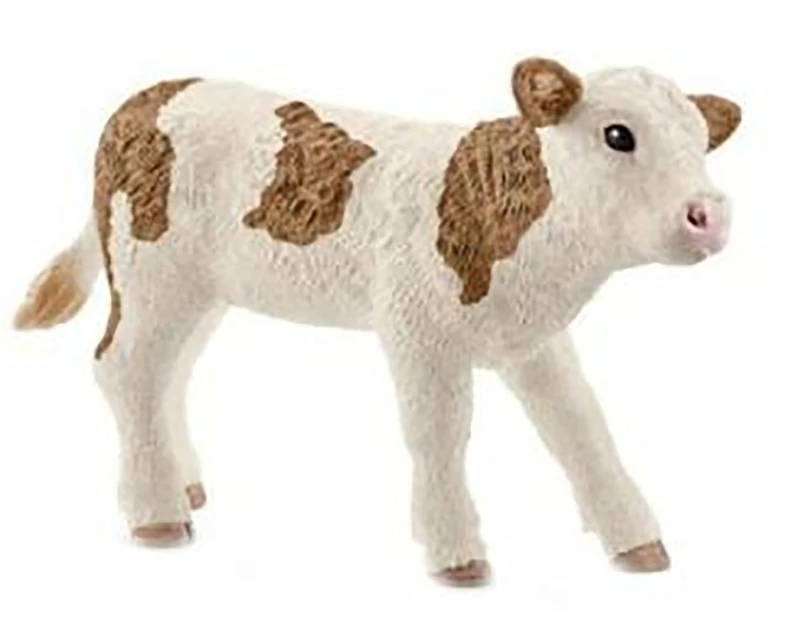 Brown and White Simmental Calf Toy Animal Figure for Ages Three and Up