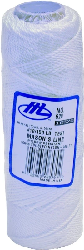 285 Foot White Twisted Nylon Mason's Line for Masonry and Layout