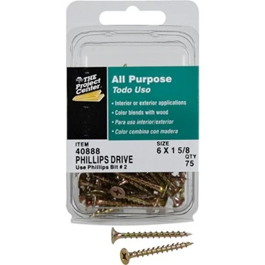 Hillman Fasteners 40888 #6 x 1-5/8-Inch Coarse-Thread Screws with Phillips Flat Bugle Head, 75-Pack