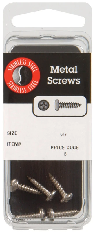 No. 8 X 1/2 In. L Phillips Pan Head Stainless Steel Sheet Metal Screws 5 Pk