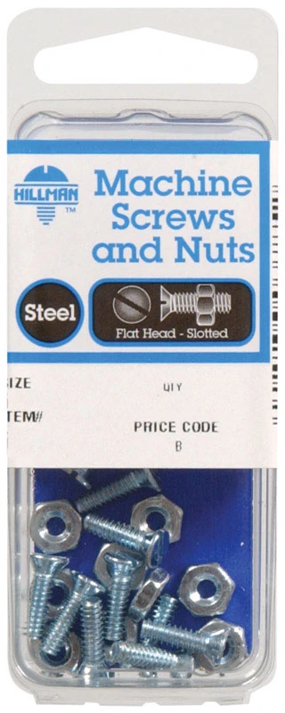 Hillman No. 8-32 in. x 1-1/2 in. L Slotted Flat Head Zinc-Plated Steel Machine Screws 8 pk