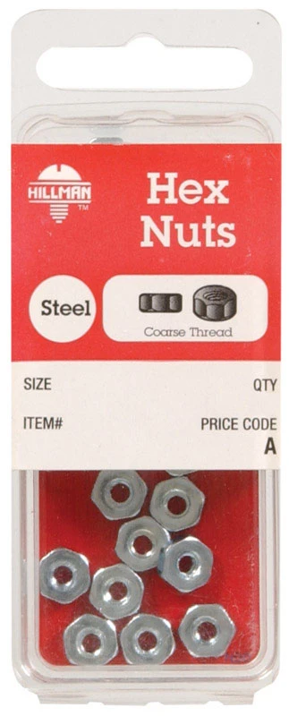 Hillman 10 in. Zinc-Plated Steel SAE Hex Nut 20 pk Hillman 10 in. Zinc-Plated Steel SAE Hex Nut 20 pk