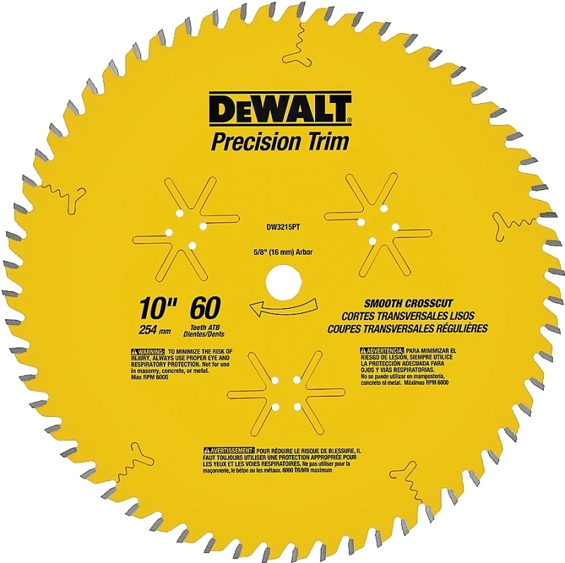 10 In. 60-tooth Carbide Tipped Circular Saw Blade Dwa11060