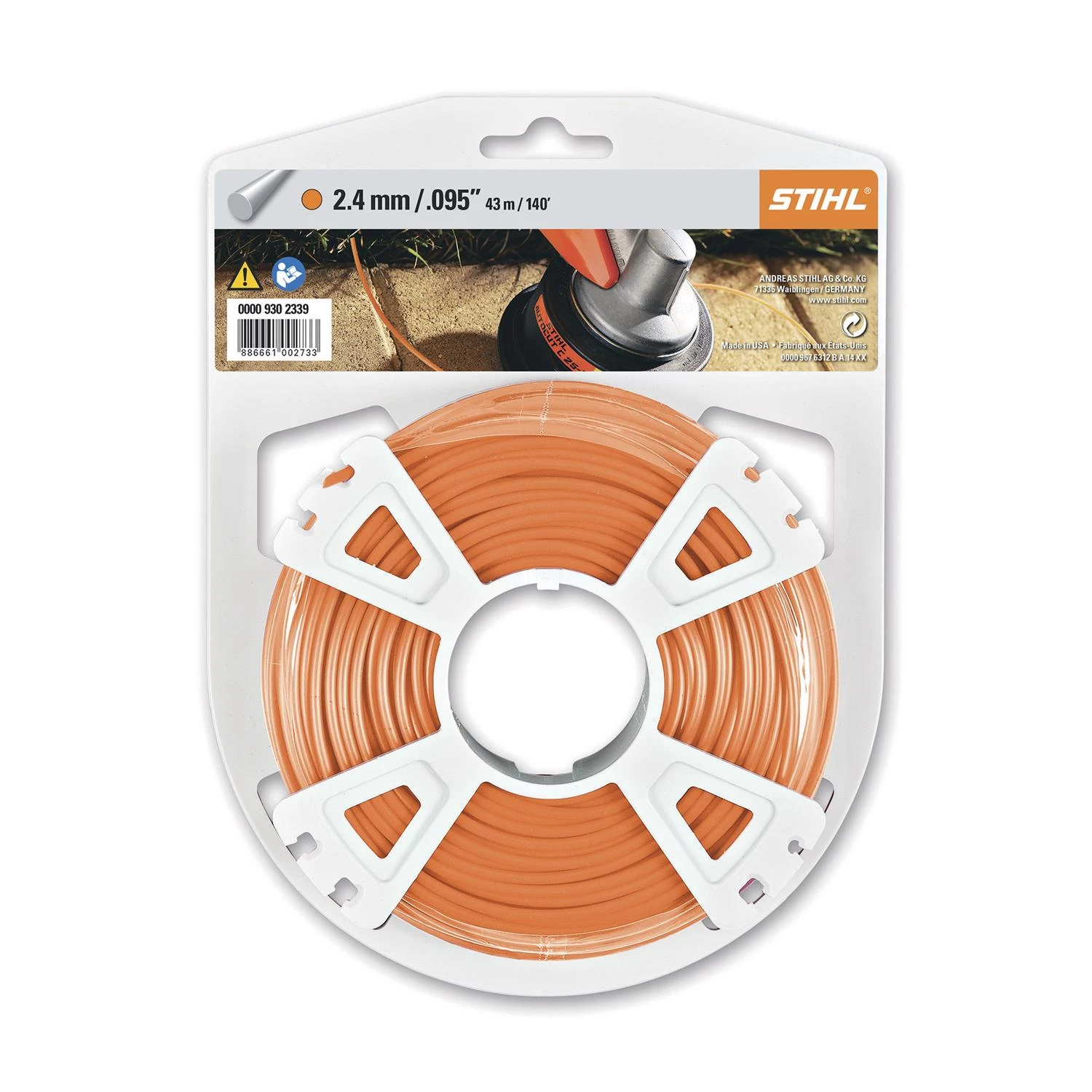 Premium .130 In. Diameter X 62 Ft. Length Trimmer Line For Outdoor Power Equipment