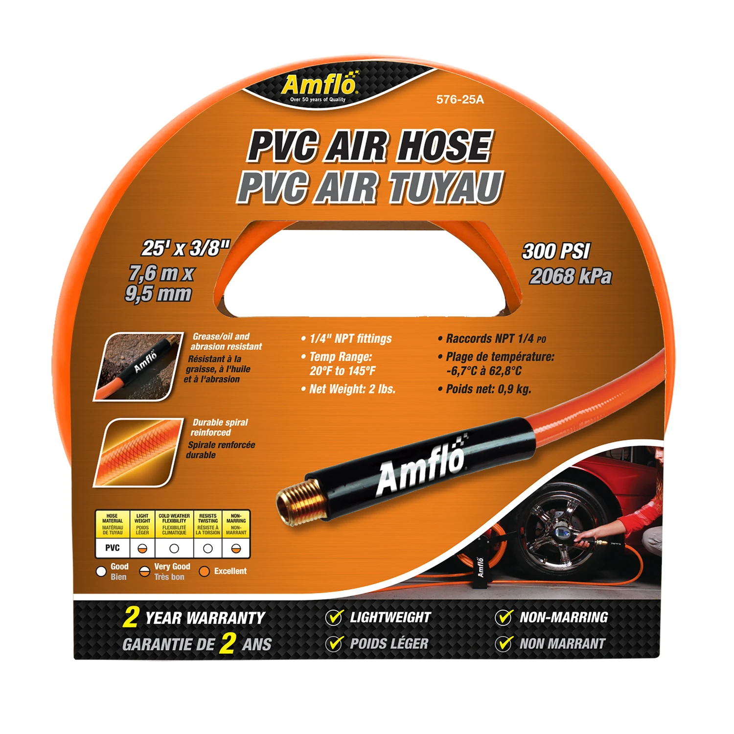 25 Ft. L X 3/8 In. D Polyvinyl Air Hose 300 Psi Orange