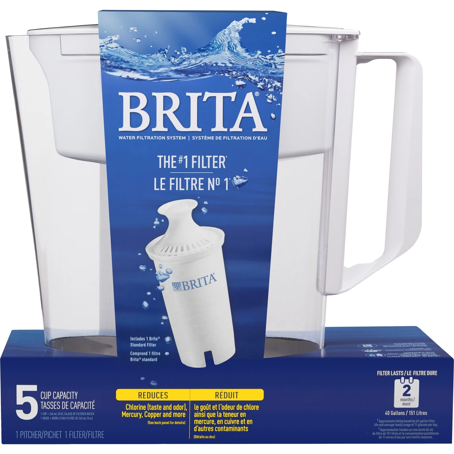 White 6-cup Water Filter Pitcher With Electronic Indicator And Locking Lid