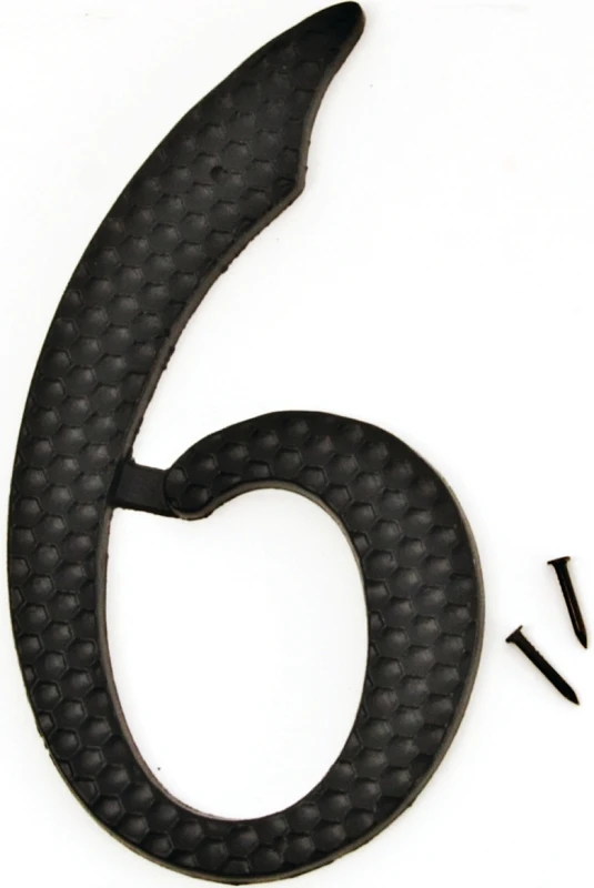 4-1/2 In. Black Hammered Aluminum House Number Six - Model Dc-5/6