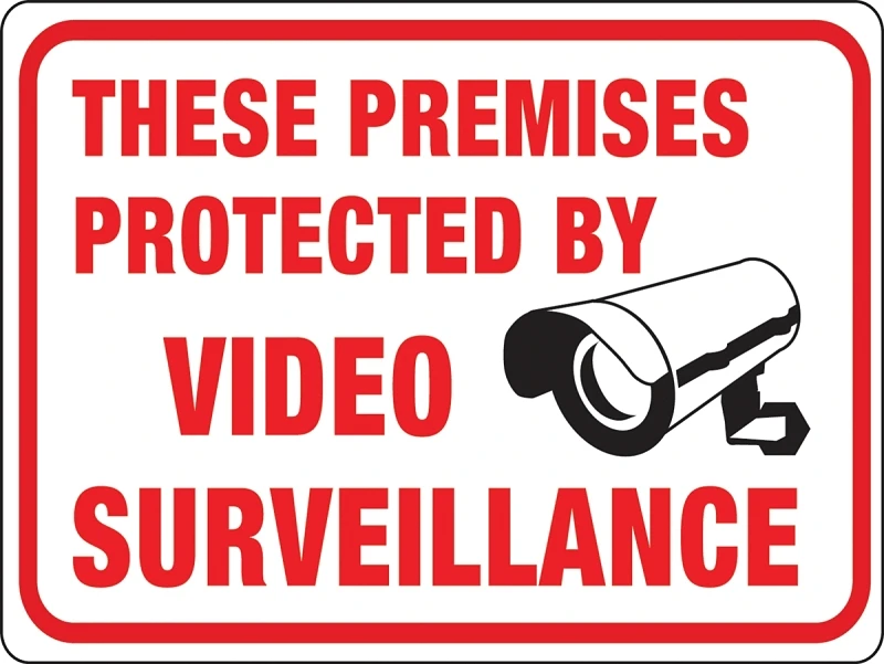 9 X 12 Weather-resistant Video Surveillance Sign - Bright Red & Black Colors