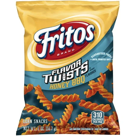 Fritos Corn Chips, Flavor Twists Honey Barbeque, 2-Ounce Large Single Serve Bags (Pack of 64)