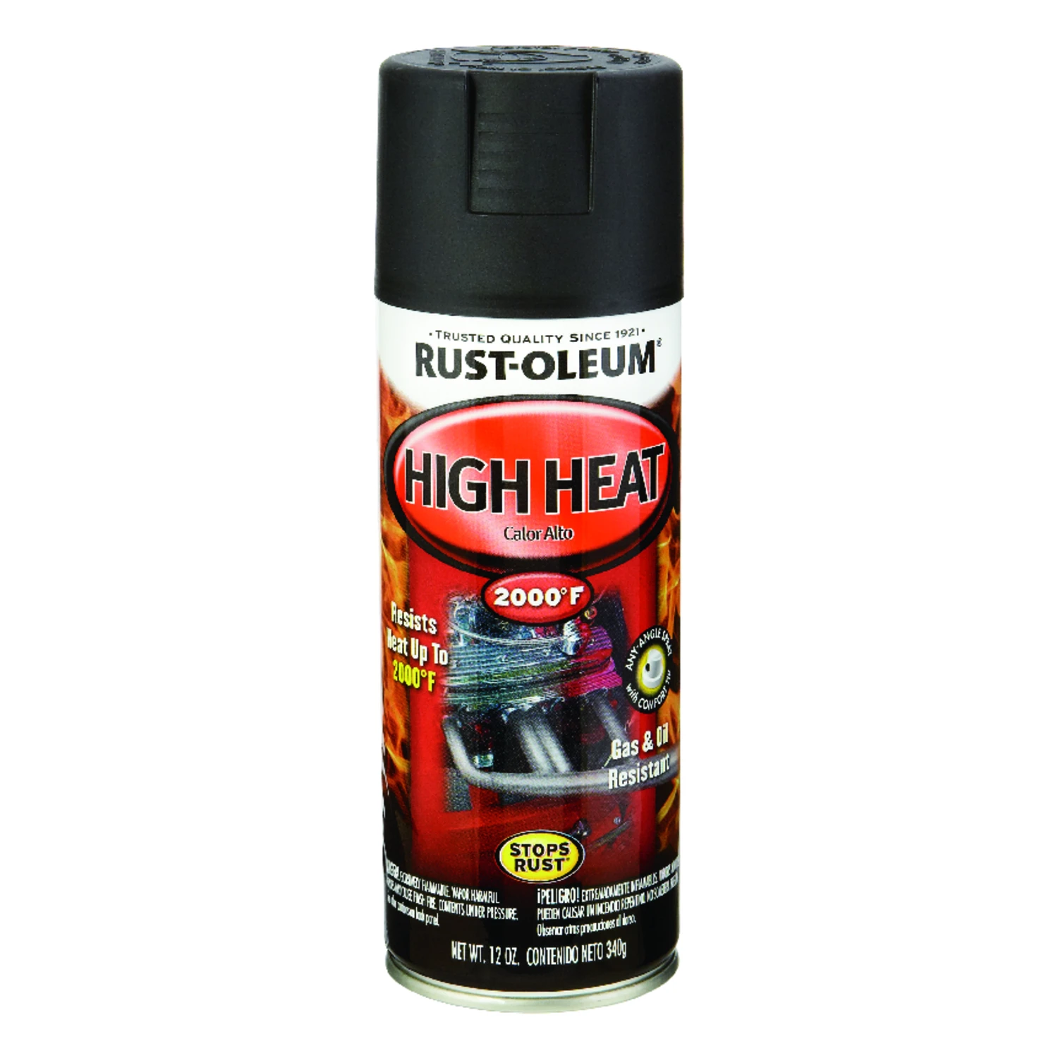 Stops Rust Flat Black 12 Oz. High Heat Spray Paint For Automotive Use
