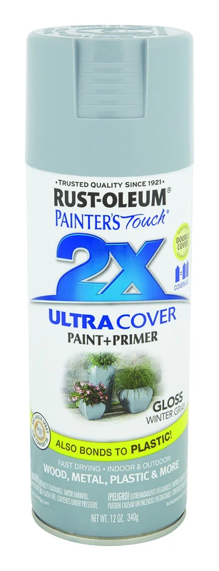 Painter's Touch 2x Ultra Cover Gloss Winter Gray Spray Paint 12 Oz