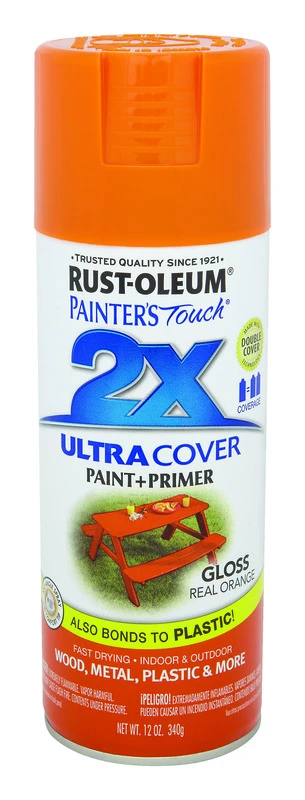 Painter's Touch 2x Ultra Cover 12 Oz. Gloss Spray Paint, Real Orange
