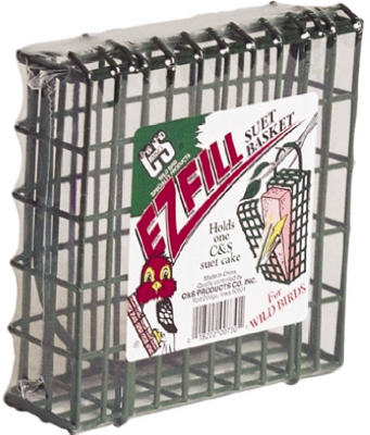 Green E-z Fill Suet Basket Bird Feeder, Holds One Suet Cake, 8 Ounces