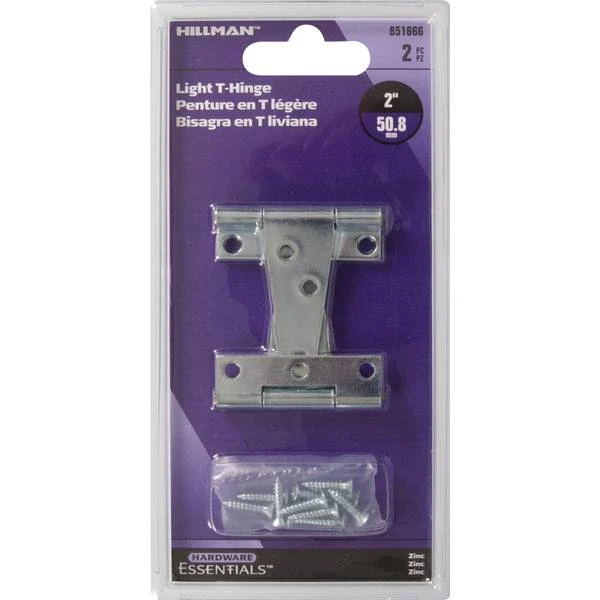 2-inch Zinc Plated Light T Hinge - Hillman Group Model 851666
