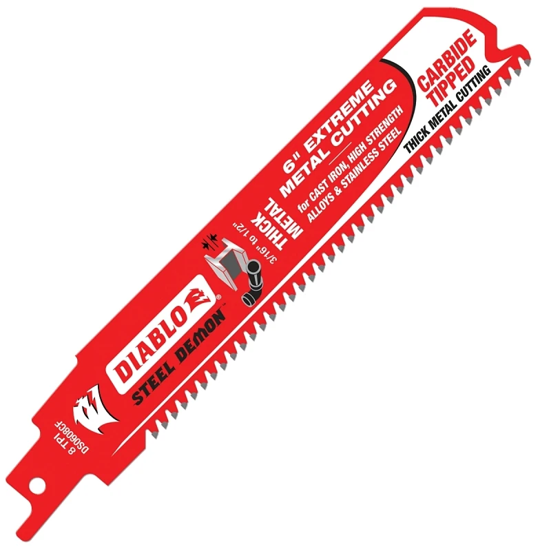 Steel Demon 6 In. 8 Tpi Carbide-tipped Reciprocating Saw Blade For Thick Metal