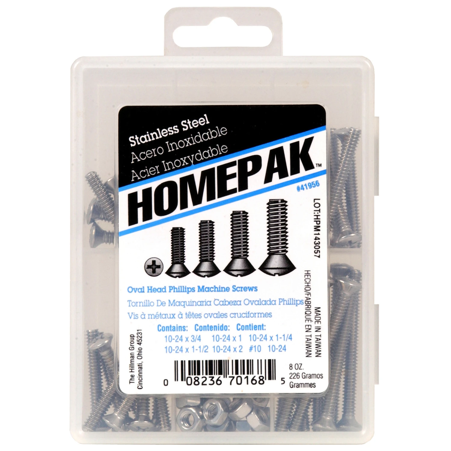 0.75 in. Stainless-Steel Oval Head Phillips Machine Screw Assortment (5-Pack)