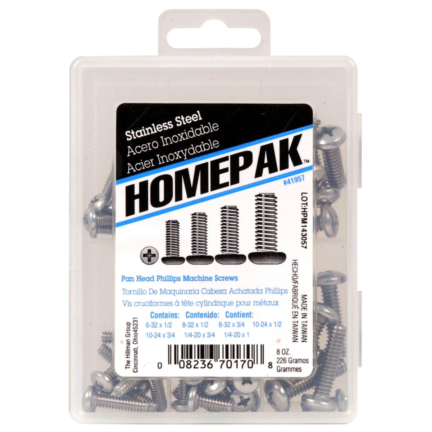 0.5 in. Stainless-Steel Pan Head Phillips Machine Screw Assortment (5-Pack)