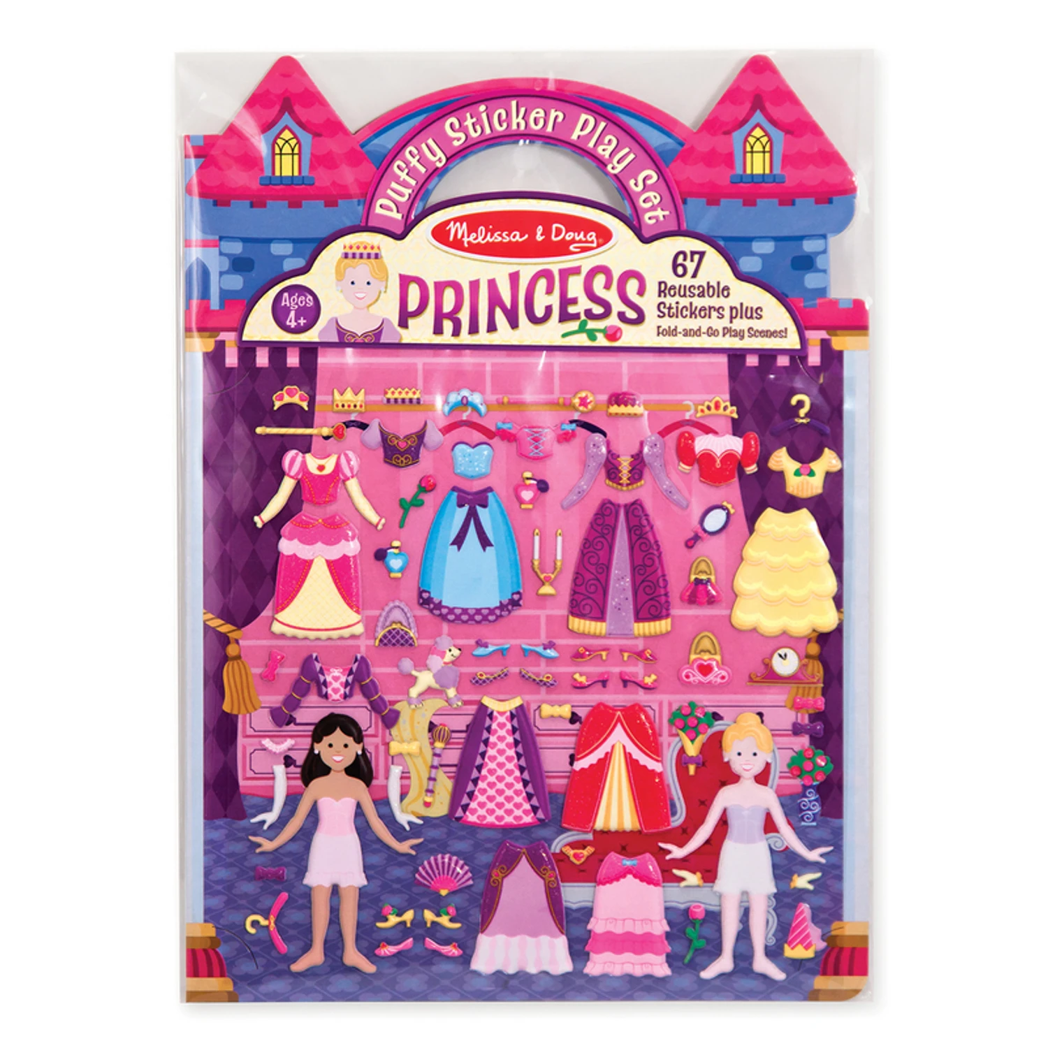 Princess Puffy Stickers Play Set - Reusable Plastic With 67 Stickers