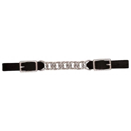 Black Flat Link Chain Curb Strap, 4 and 1/2 Inches Length