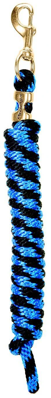10 Ft. Cornflower Blue & Black Poly Lead Rope With Brass Snap