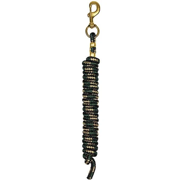 10 Ft. Braided Poly Horse Lead Rope With Solid Brass Hardware - Black, Green & Tan