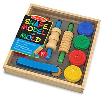 Shape Model and Mold Play Clay Set with Wooden Tools for Sculpting and Crafting