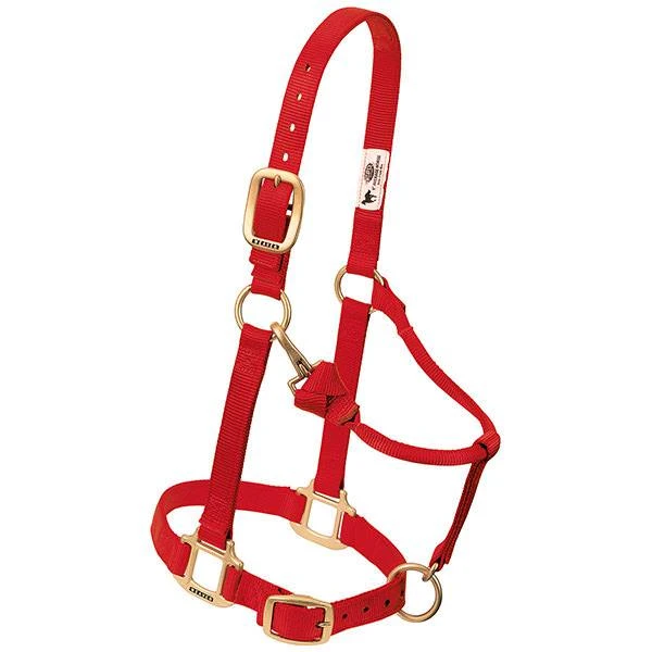 Adjustable Chin & Throat Snap Halter, 1 In., Red, Small Horse