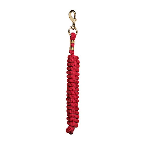 Leather Poly Lead Rope With Brass 225 Snap, Red, 5/8" X 10'