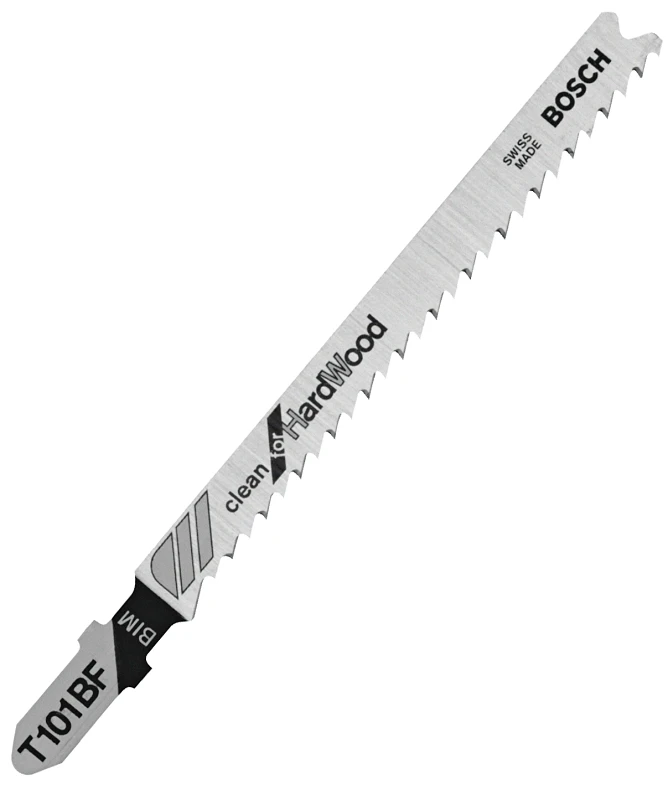 Bosch T-Shank 4 In. x 10 TPI Bi-Metal Jig Saw Blade, Clean for Hardwood (5-Pack)