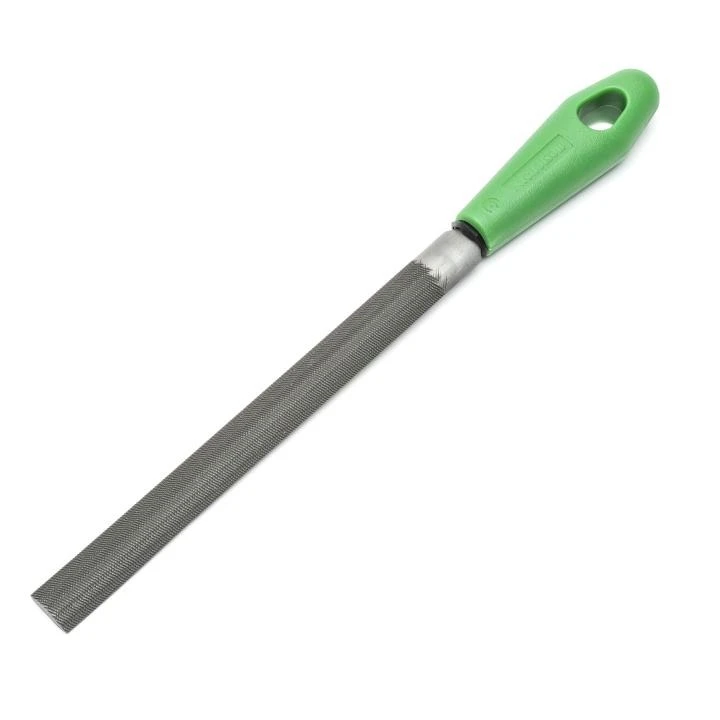 CRESCENT 8" Half Round Double Cut Bastard File with Green Handle - Carded