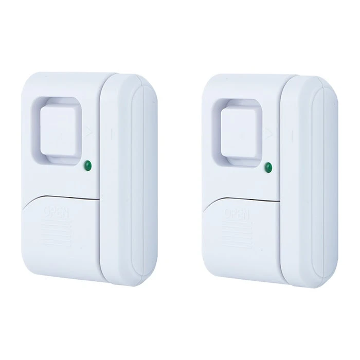 GE Battery Operated Magnetic Window Or Door Alarm, White, 2 Pack
