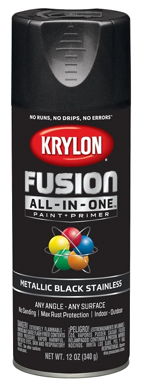 Fusion All-In-One Spray Paint and Primer Metallic Black 12 Ounce Can