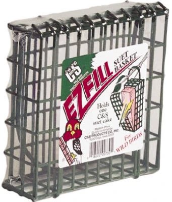 Green E-z Fill Suet Basket Bird Feeder With Coated Wire Hanger