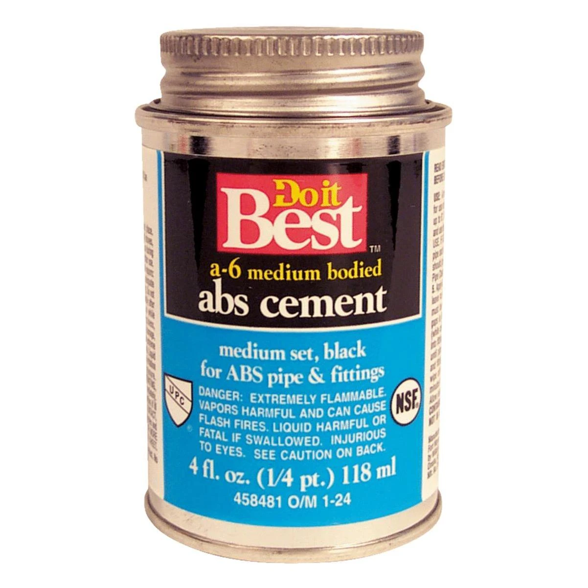 4 Oz. Medium Bodied Black Abs Cement For Nonpressure Pipe And Fittings