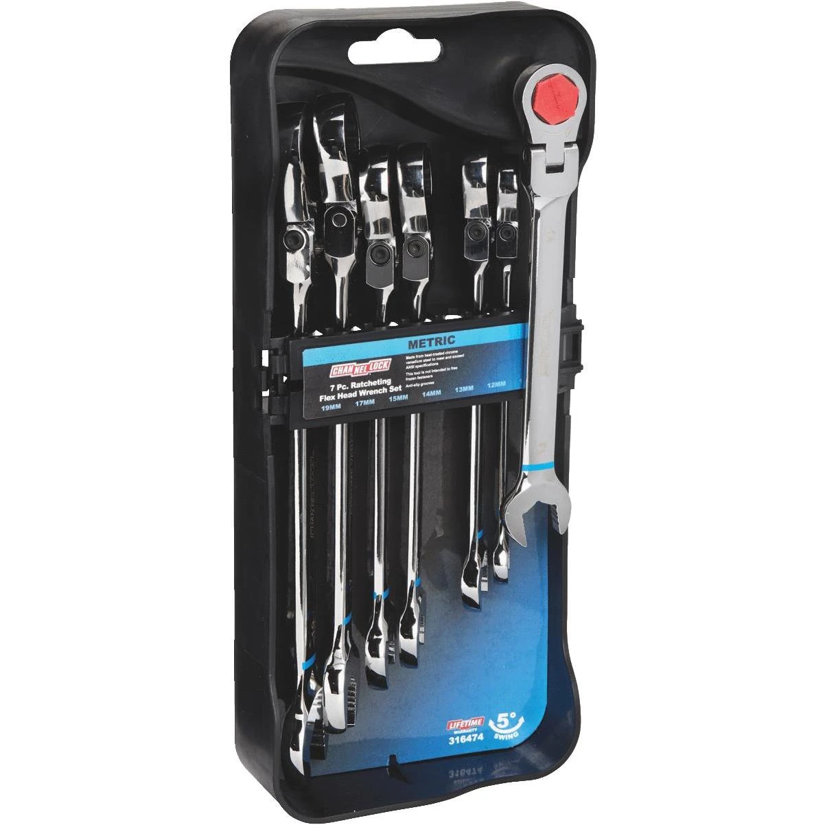 7-piece Metric Flex Head Ratcheting Combination Wrench Set - 10mm To 19mm