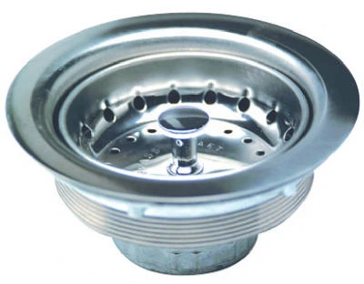 Stainless Steel Basket Sink Strainer For 3-1/2 Inch Drains With Rubber Stopper