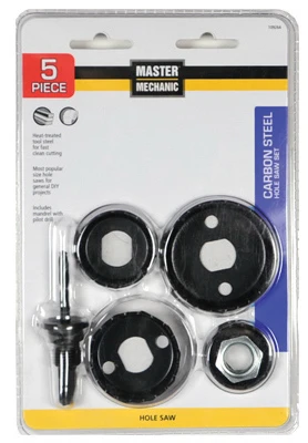 5-piece Hole Saw Set With Mandrel - Sizes 1-1/4 To 2-1/8 Inches