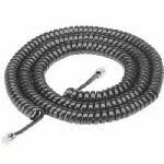25-Foot Black Coiled Modular Handset Cord with Plug Ends — Extended-Reach Telephone Cord