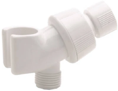 White Replacement Shower Arm Mount For Tapered Nut Hose - Master Plumber