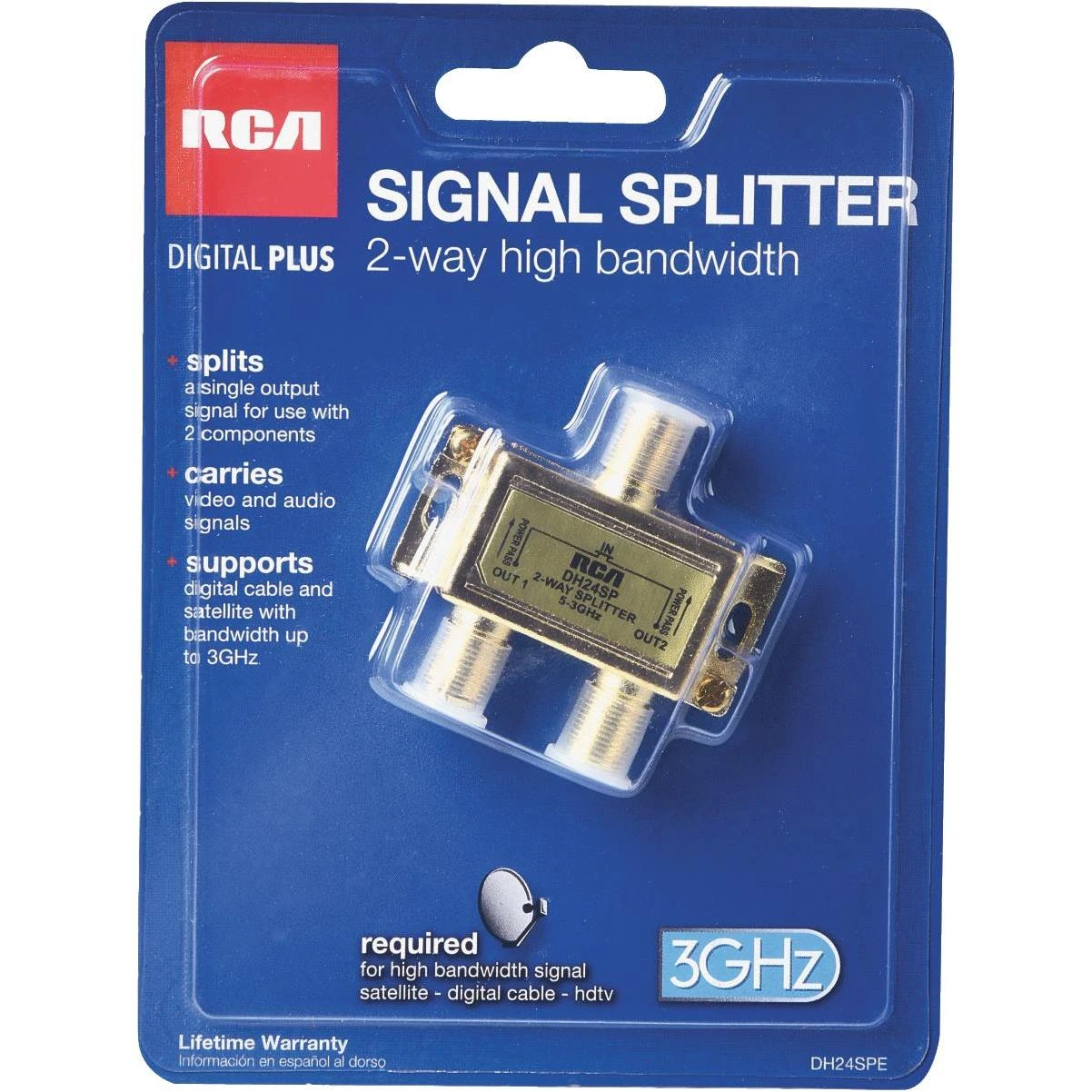 2-way Coaxial Satellite Splitter For Home Audio & Video Applications