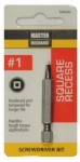 #1 Square Recessed Screwdriver Bit, 2-inch, Shock Resistant Tool Steel