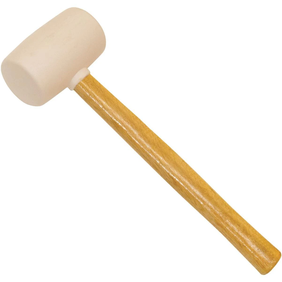 16 Oz. White Rubber Mallet With Wood Handle For Safe Striking