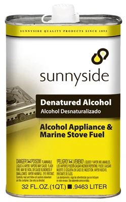 Denatured Alcohol Solvent, 1 Quart Metal Can For Alcohol Burning Appliances